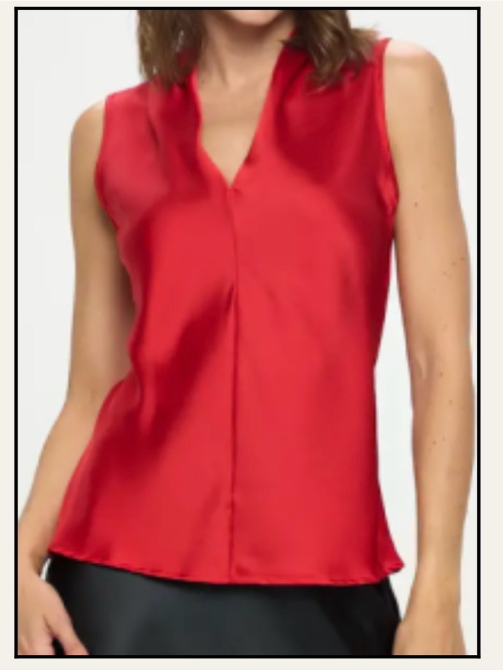 Renee C. Sleeveless Red Mock Collar Tank